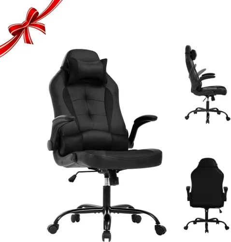 Miniatura 19 de Silla de juegos grande y alta, silla ergonómica de escritorio para computadora, cómoda silla de oficina ajustable de altura ajustable con soporte