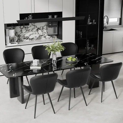 Miniatura 32 de Nalupatio Juego de 2 sillas de comedor, modernas sillas de comedor con respaldo cómodo, sillas de cocina tapizadas gruesas, 19 pulgadas de altura