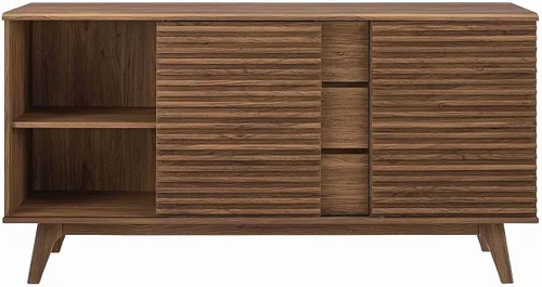 Miniatura 8 de Modway Render - Mueble moderno de mediados de siglo para mesa de bufé o TV de 160 cm, color nogal