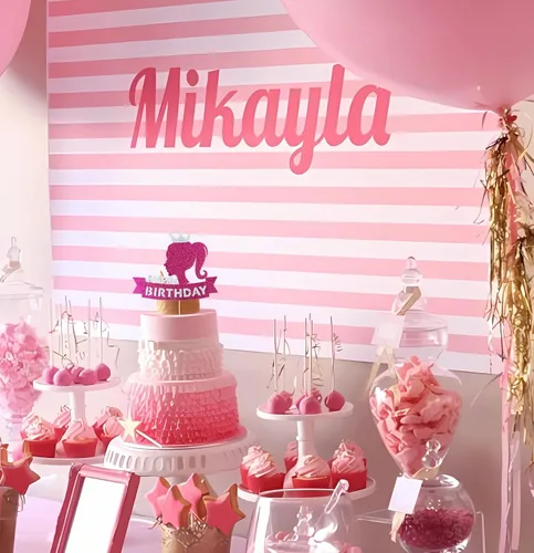 Miniatura 5 de 1 decoración para pastel de cumpleaños rosa intenso, decoración de pastel con temática de niña con purpurina, suministros de fiesta de cumpleaños