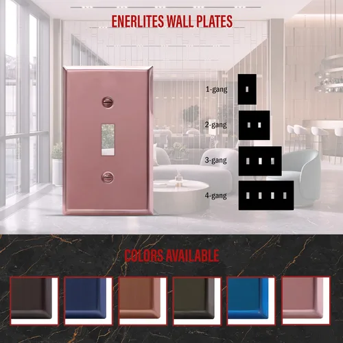 Miniatura 56 de ENERLITES Placa de Pared Metálica para Interruptor de Luz de Palanca, Acero Inoxidable 201, Resistente a la Corrosión, Tamaño Estándar 1-Gang 4.50