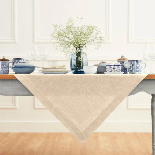 Miniatura 30 de Solino Home - Mantel de lino azul rey de 52 x 52 pulgadas - 100% lino puro cuadrado - Athena, mantel lavable a máquina para Navidad, Año Nuevo