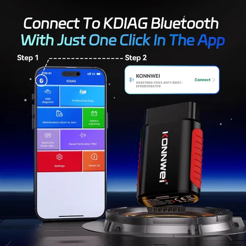 Miniatura 7 de KONNWEI Escáner OBD2 Bluetooth – Herramienta de diagnóstico de sistema completo con control bidireccional, restablecimiento de aceite/EPB/DPF/BMS
