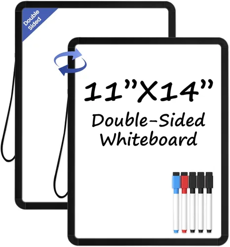 Miniatura 14 de Pizarra blanca pequeña para pared, mini pizarra de borrado en seco de 11 x 14 pulgadas con marco de plástico, bonita pizarra blanca colgante con 5