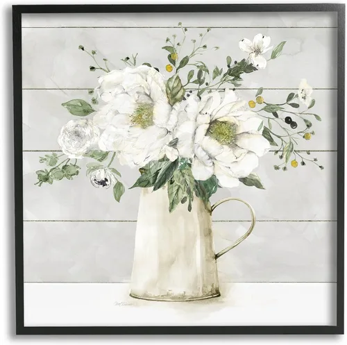 Miniatura 28 de Stupell Industries 'Country Jug Varied Flower Arrangement', Framed Giclee Art, White, 17 x 17 Inches, Easy to Hang and Sturdy, Made in USA, by Carol