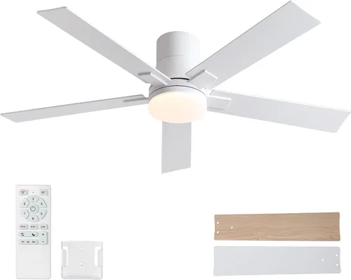 Miniatura 23 de Ventiladores de techo de 42 pulgadas con luces y control remoto, ventilador de techo de níquel cepillado, motor CC reversible de 6 velocidades, LED