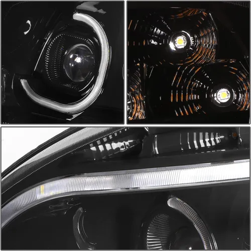Miniatura 5 de DNA MOTORING HL-HAY-040-BK - Par de faros LED C-Halo con proyectores y barra de luz 3D, compatible con Freightliner Cascadia 08-17, carcasa negra