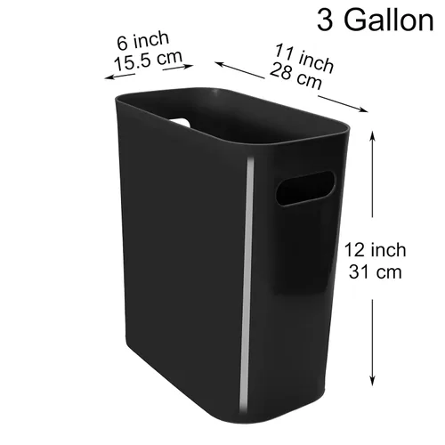 Miniatura 2 de Youngever Paquete de 2 cubos de basura delgados de 3 galones, contenedor de basura de plástico, con asas para oficina en casa, sala de estar, sala
