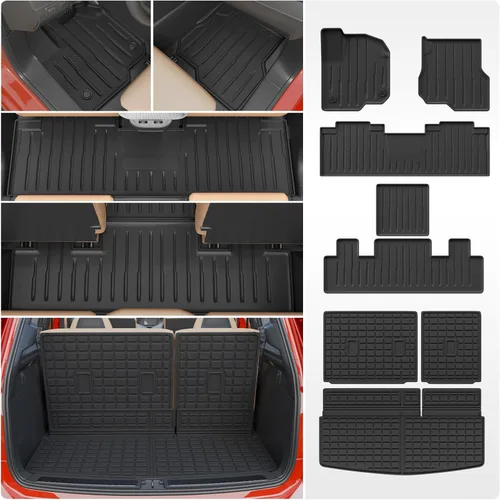 Miniatura 26 de Alfombrillas de Piso Compatibles con Ford Explorer 2020-2026 de 6 Asientos, Alfombrilla de Maletero, Forro de Carga TPE, Protector de Asiento