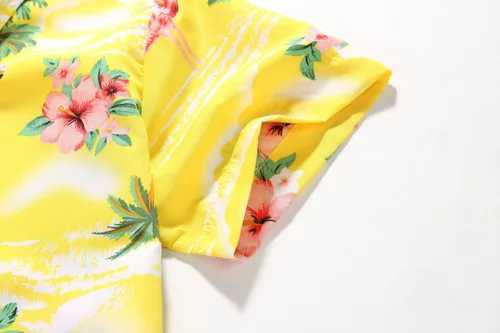 Miniatura 4 de SSLR Camisa hawaiana para niños grandes, camisa hawaiana para niños, camisa de flamencos, camisa Luau de manga corta para niños