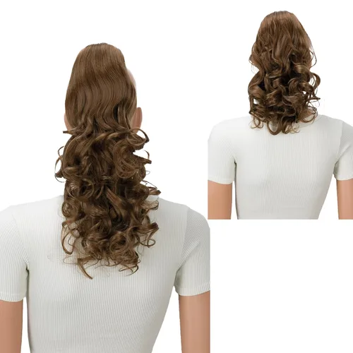 Miniatura 13 de PRETTYSHOP 16 o 20 pulgadas clip para el pelo en extensión cola de caballo 2 en 1 rizada resistente al calor