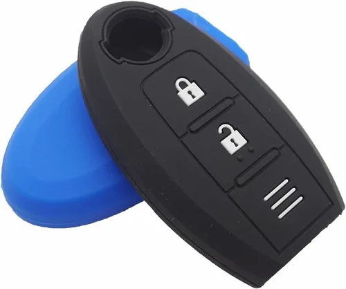 Miniatura 2 de Funda para llave de coche para Nissan Qashqai Skyline Juke Alissa X-Trail, 3 botones de goma de silicona para llave de coche Azul Oscuro
