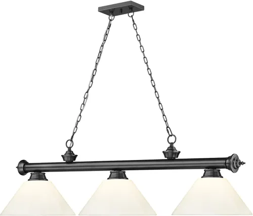 Miniatura 5 de Z-Lite 2306-3BP-PWH - Colgante de billar con cordón, 3 luces, 180 vatios totales, chapado en bronce