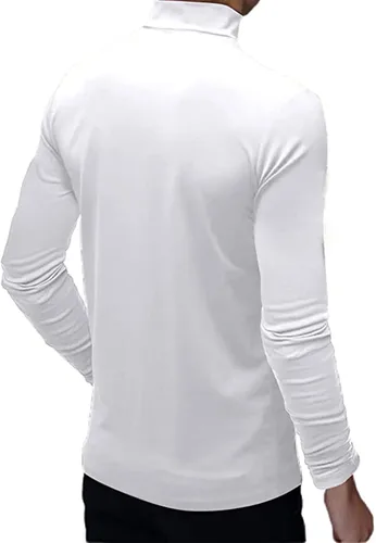 Miniatura 3 de Camiseta de manga corta para hombre, básica, cuello alto, ajustada, sin botones, térmica, sólida
