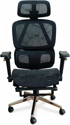 Miniatura 4 de Silla de oficina ergonómica avanzada de malla con soporte lumbar ajustable, reposacabezas y reposabrazos 3D, edición Pro (negro, pp)