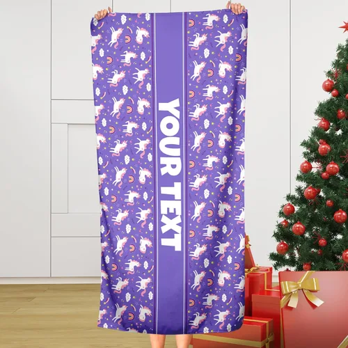 Miniatura 20 de Toalla de baño o playa personalizada para niños, unicornios rosas, nombre/texto personalizado, secado rápido/absorbente para baño de niños, regalo
