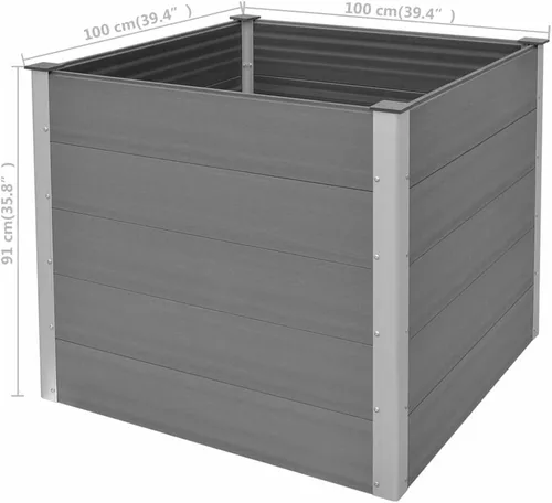 Miniatura 8 de WPC - Cama elevada para jardín de 39.4 x 39.4 x 35.8 pulgadas, color gris, maceta elevada para jardín de hierbas y flores