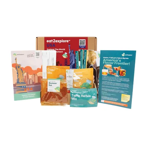 Miniatura 26 de eat2explore Kit de cocina global para adultos, recetas auténticas, especias esenciales y maridajes de bebidas, perfecto para citas nocturnas