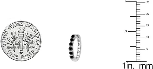 Miniatura 2 de Dazzlingrock Collection 0.22 Carat (ctw) Round Black Diamond Single Row Huggies Hoop Earrings for Women in 14K Solid Gold