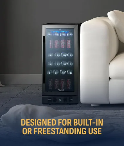 Miniatura 9 de NewAir Refrigerador de bebidas integrado para 96 latas, mini refrigerador pequeño de 15 pulgadas para dormitorio, bar en casa u oficina, Acero