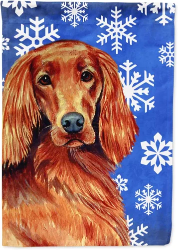 Miniatura 225 de Caroline's Treasures SC9374GF Bulldog English Snow flakes Holiday Garden Flag Buzón Bandera decorativa para patio exterior, patio, obras de arte