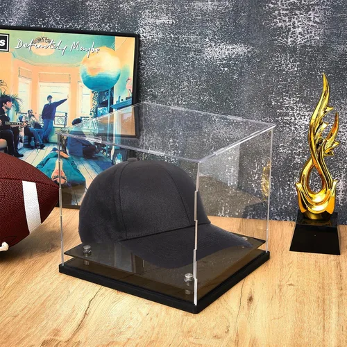 Miniatura 5 de Barydat Vitrina transparente para sombreros, 7.8 pulgadas de largo x 7.8 pulgadas de ancho x 8.6 pulgadas de alto, caja de sombrero de béisbol