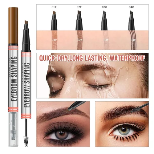 Miniatura 7 de Hilibrand 9705 - Lápiz de cejas y gel de cejas de doble punta 2 en 1, impermeable, resistente al sudor, de larga duración, 2# marrón oscuro