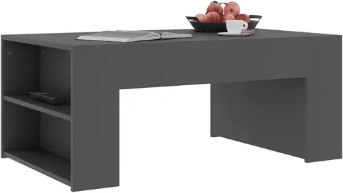 Miniatura 4 de Mesa de centro de madera de ingeniería gris, mesa rectangular de sala de estar con acabado mate, 39.4 x 23.6 pulgadas, mesa moderna de centro
