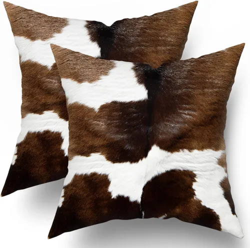 Miniatura 15 de Juego de 2 fundas de almohada lumbares de piel de vaca occidental de 12 x 20 pulgadas, fundas de almohada rectangulares decorativas de piel