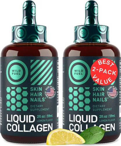 Péptidos de colágeno líquido con gotas de biotina, 30,000 mcg de biotina y colágeno líquido para mujeres y hombres, piel juvenil, crecimiento del