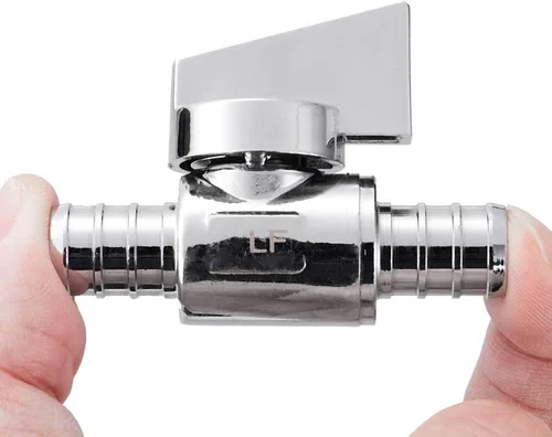 Miniatura 6 de Paquete de 2 válvulas de bola de cierre de ángulo de 90° de latón LF Pex de 1/2 pulgada Pex de 1/2 pulgada PEX cromadas para instalación de grifo