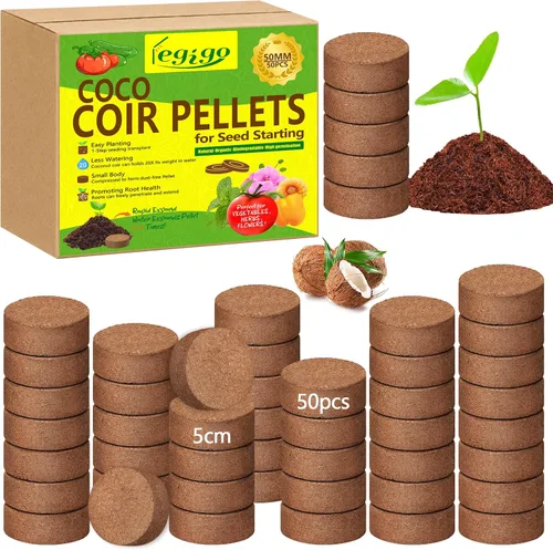 Miniatura 11 de Legigo 50 Pz 30mm de Fibra de Coco en Pellets para Mezcla de Suelo de Inicio de Semillas - Pods de Suelo de Fibra de Coco Orgánico para Plántulas