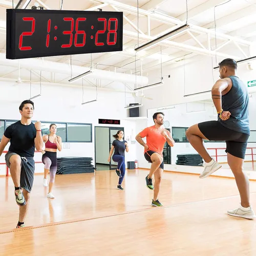 Miniatura 2 de Reloj digital LED para gimnasio con control remoto, cronómetro, alarmas, temporizador, humedad y temperatura, reloj de pared de gran tamaño de 27.8
