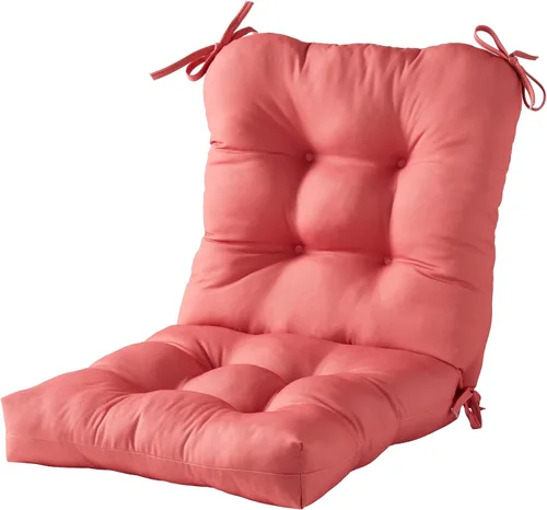 Miniatura 72 de Cojines para silla de exterior con bisagras, diseño de una sola pieza, cojín reversible para asiento y respaldo de patio con lazos, tela