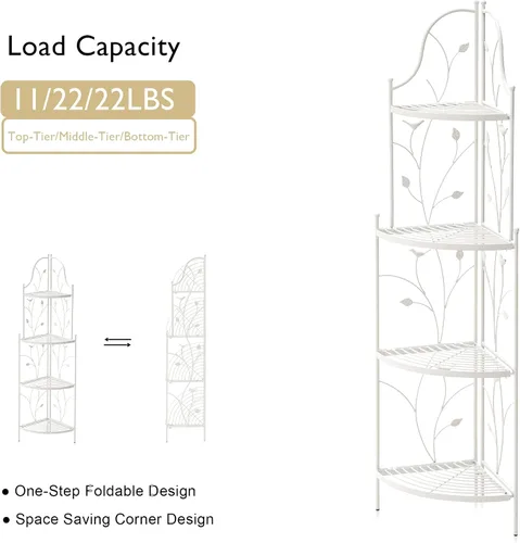 Miniatura 2 de Glitzhome Estante de metal blanco de 52 pulgadas de alto con 4 niveles para interior y exterior, jardín, granja