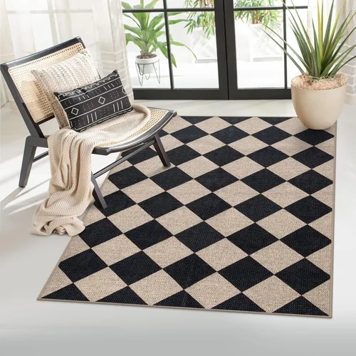 Miniatura 45 de Lahome Alfombra de yute a cuadros fácil 2'x3', alfombra pequeña para entrada, antideslizante, alfombra para la puerta delantera de la cocina