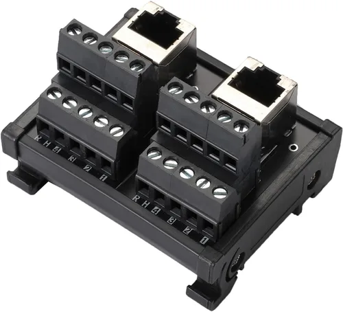 Placa de distribución de conector Ethernet de montaje en riel DIN RJ45 8P8C, conector de bloque de terminales de conector vertical RJ45