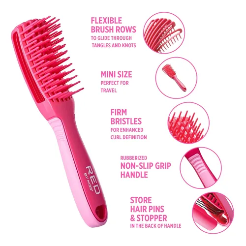 Miniatura 3 de Red by Kiss Glide & Define Cepillo desenredante antideslizante para el cuidado natural del cuero cabelludo (tamaño de viaje) cerdas resistentes al