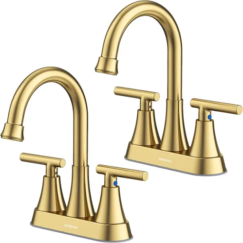 Miniatura 16 de Grifos de Baño para Lavabo de 3 Orificios, Hurran Grifo de Lavabo de Baño Negro Mate de 4 Pulgadas con Desagüe Pop-up y 2 Mangueras de Suministro, 2