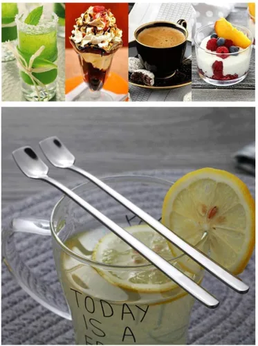 Miniatura 7 de COMIART - Cucharas de té helado de mango largo para mezclar, 6.7 pulgadas, cabeza cuadrada, cucharaditas de café, cucharas de cóctel, ideal para uso