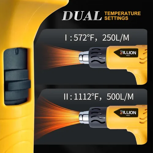 Miniatura 3 de Pistola de calor, pistola de aire caliente BILLION GOLD de 1800 W, 752 ℉ a 1112 ℉ con 2 ajustes de temperatura, pistola de calor para manualidades