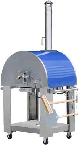 Miniatura 4 de KOSTCH Horno de pizza de gas propano y leña de 32.5 pulgadas para cocina al aire libre en acero inoxidable, horno grande para pizza para exteriores
