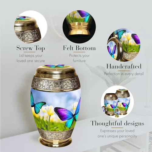 Miniatura 3 de Urna de cremación de mariposa salvaje para cenizas para mujeres, urnas de cremación bellamente hechas a mano y personalizadas para cenizas humanas