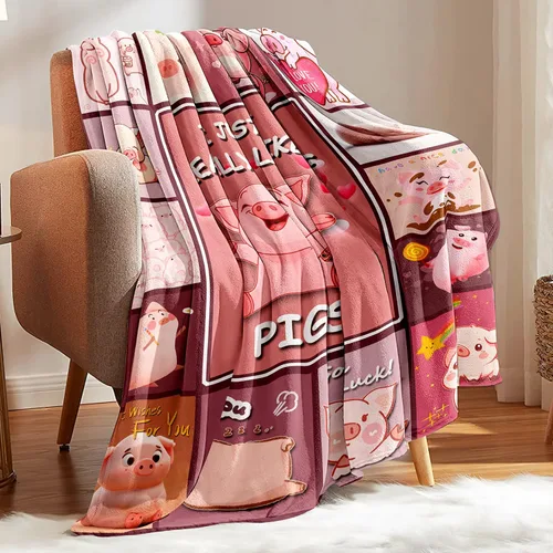 Miniatura 2 de Manta de cerdo, cerdito rosa para niñas, mantas de animales de peluche para niños y adultos, cerdos en una manta, regalos para amantes