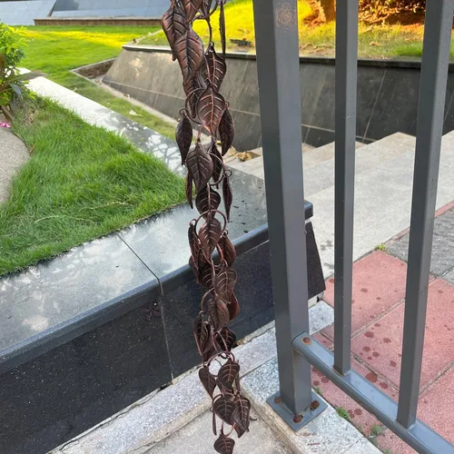 Miniatura 8 de Cadena de lluvia de 8.5 pies, cadenas de lluvia de hojas para canaletas y bajantes, cadenas de lluvia decorativas para exteriores, cadena captadora