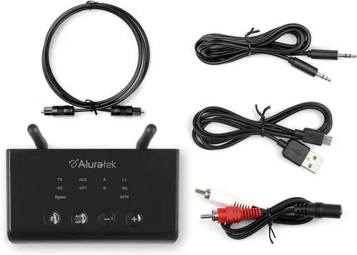 Miniatura 7 de Aluratek Receptor y transmisor de audio Bluetooth con baja latencia, antena dual, soporte de hasta 100 pies de alcance inalámbrico desde TV a