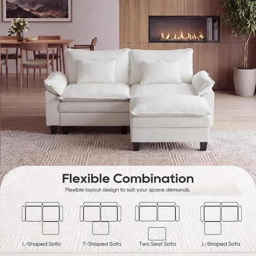 Miniatura 4 de URRED Sofá modular de gran tamaño, 87 pulgadas en forma de L, moderno y cómodo sofá nube con otomana móvil y almohadas, sofás de asiento profundo