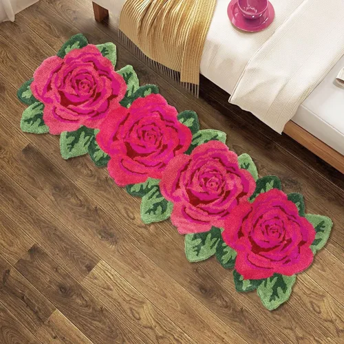 Miniatura 9 de USTIDE Alfombra esponjosa de rosa para piso, alfombra suave y peluda, alfombra hecha a mano, alfombras modernas, alfombras lavables para sala