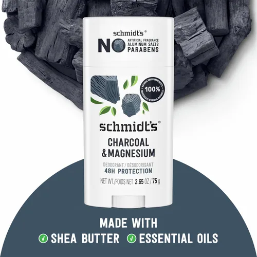 Miniatura 4 de Schmidt's Desodorante sin aluminio vegano con carbón y magnesio con protección contra el olor de 24 horas, para mujeres y hombres, ingredientes