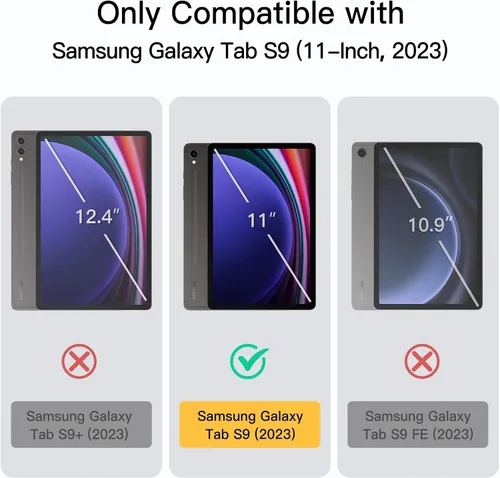 Miniatura 2 de JETech Funda para Samsung Galaxy Tab S9 de 11 pulgadas con soporte para S Pen, funda protectora delgada para tableta, visión multiángulo (negro)